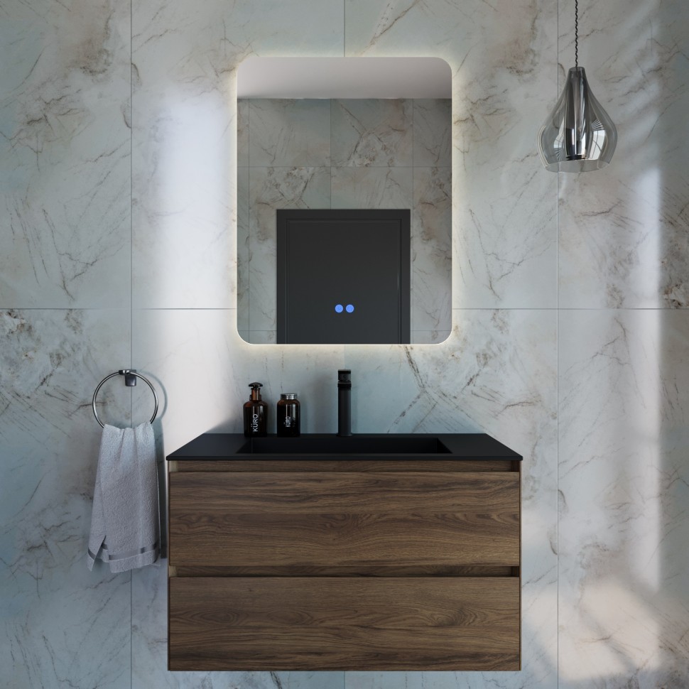 База под раковину Vincea  Luka 800 подвесная, 2 выкатных ящика soft-close, С.Oak