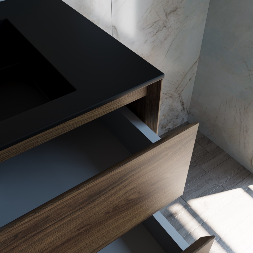 База под раковину Vincea  Luka 800 подвесная, 2 выкатных ящика soft-close, С.Oak