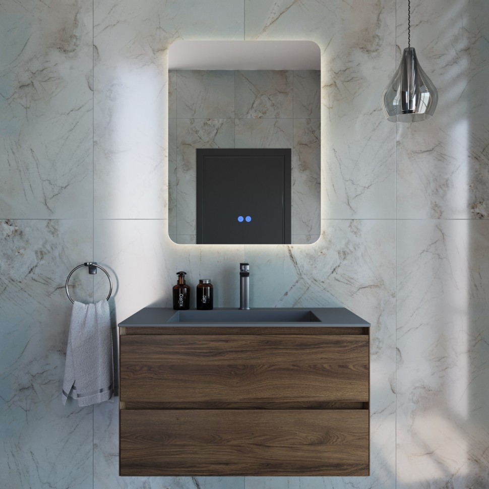 База под раковину Vincea  Luka 800 подвесная, 2 выкатных ящика soft-close, С.Oak