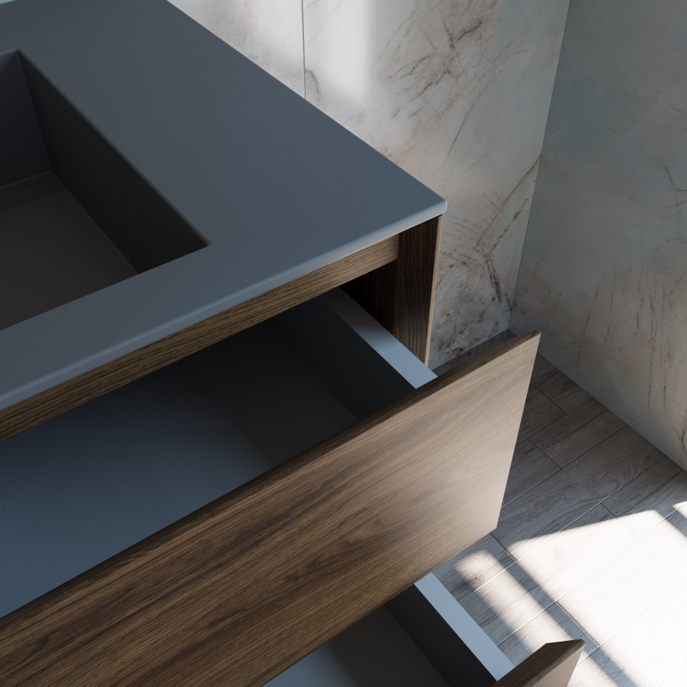 База под раковину Vincea  Luka 800 подвесная, 2 выкатных ящика soft-close, С.Oak