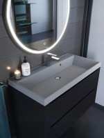 Раковина для ванной 100 см, Uperwood Classic Quartz, кварцевая, серая матовая, бетон