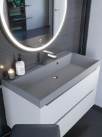 Раковина для ванной 100 см, Uperwood Classic Quartz, кварцевая, серая матовая, бетон