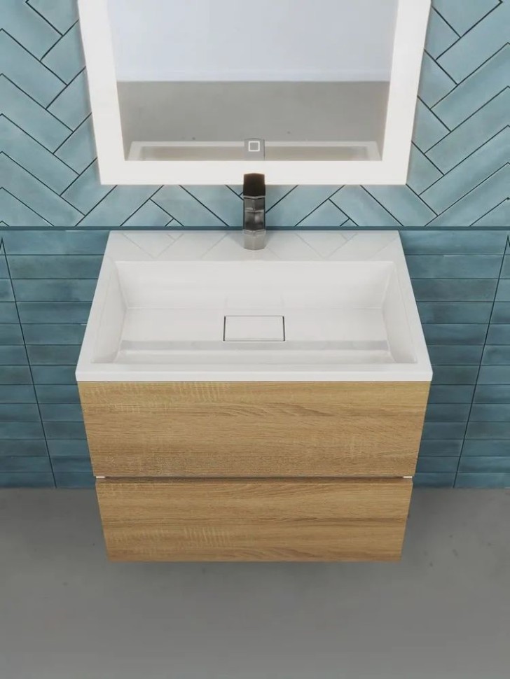 Тумба под раковину для ванной Uperwood Barsa 60 см, подвесная, белая/дуб сонома