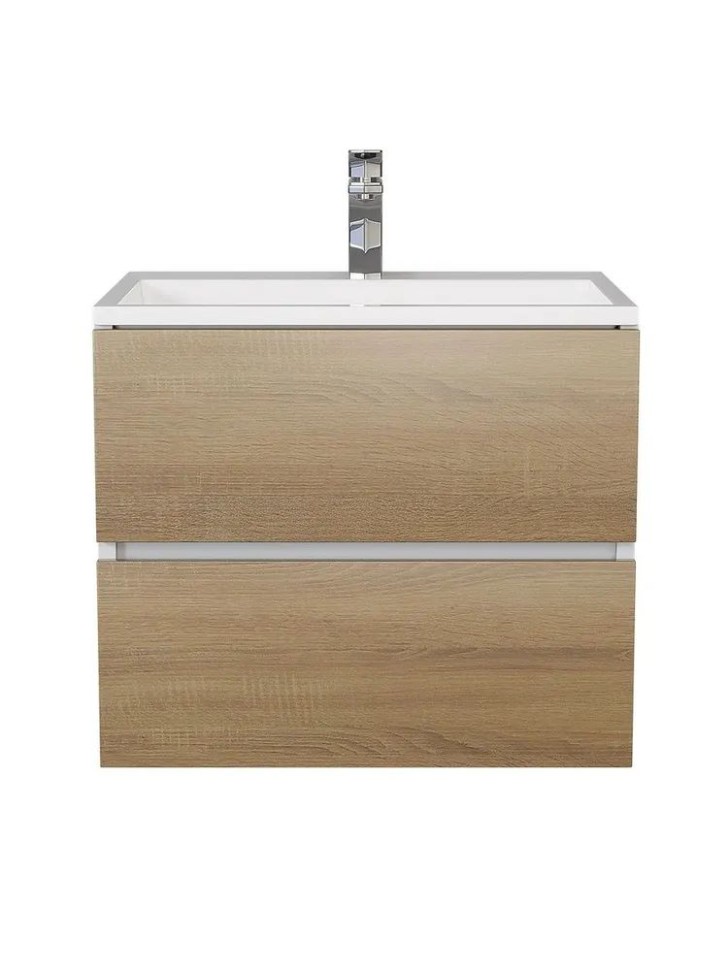 Тумба под раковину для ванной Uperwood Barsa 60 см, подвесная, белая/дуб сонома