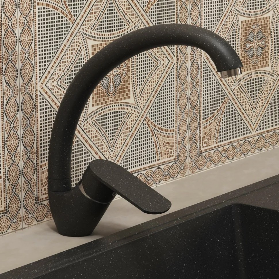 Смеситель для кухни высокий Uperwood ECON UPD-002-04, черныйатовый