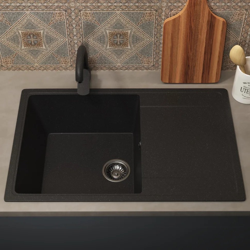 Смеситель для кухни высокий Uperwood ECON UPD-002-04, черныйатовый