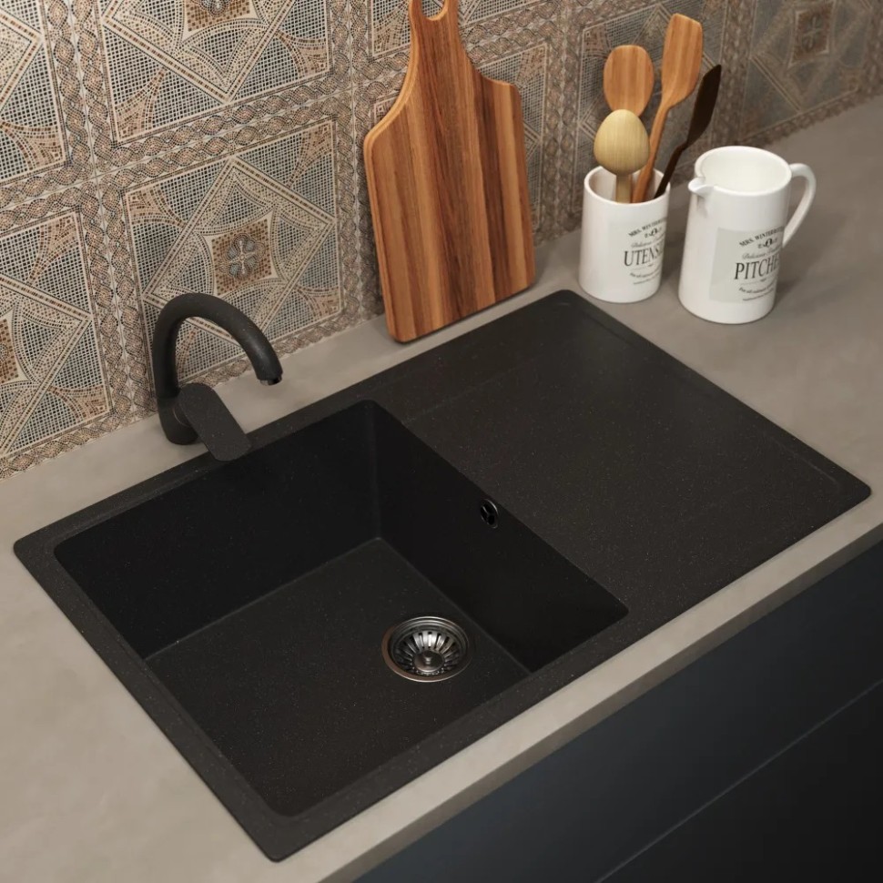 Смеситель для кухни высокий Uperwood ECON UPD-002-04, черныйатовый