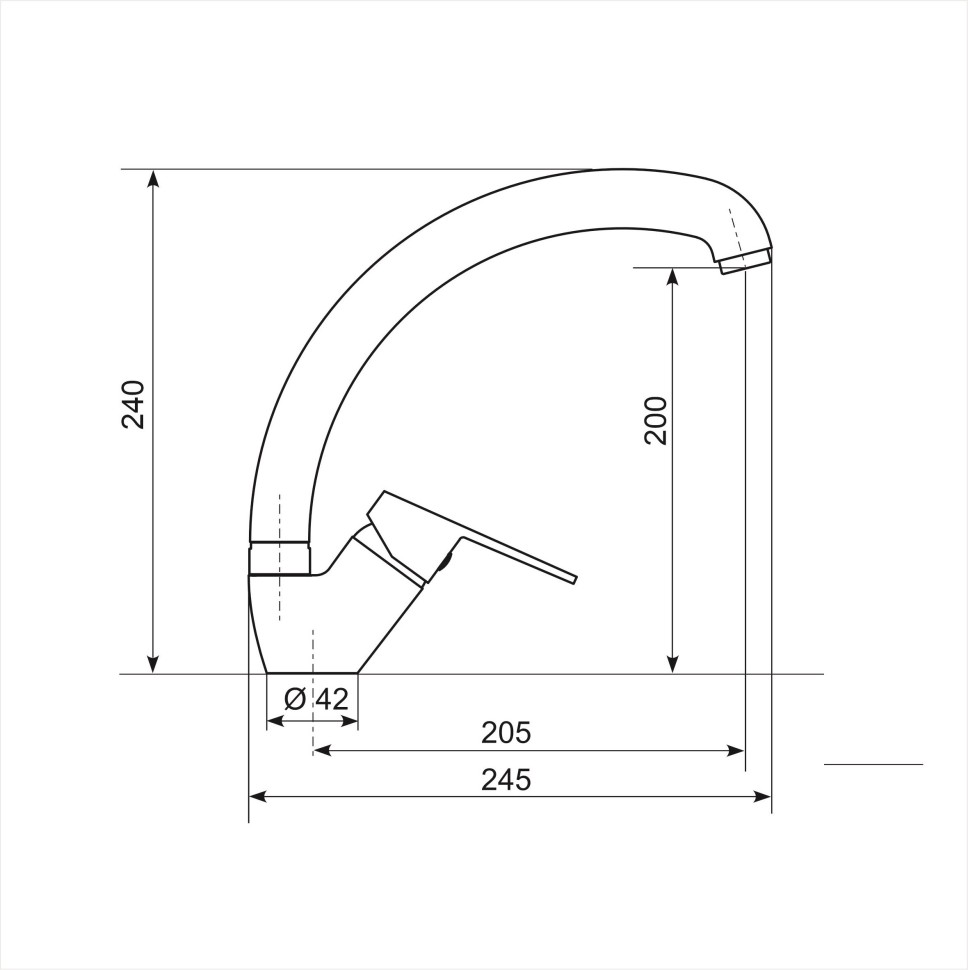 Смеситель для кухни высокий Uperwood ECON UPD-002-04, черныйатовый