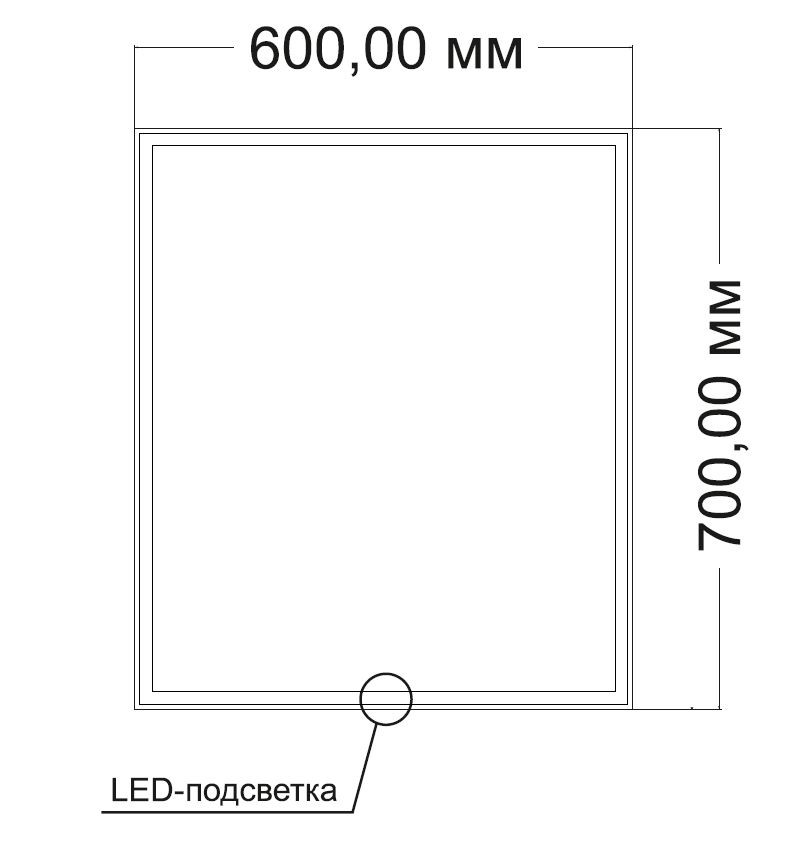 Зеркало LED VLM-3VN6007-2 600х700 c сенсорным выключателем и диммером, антизапотевание