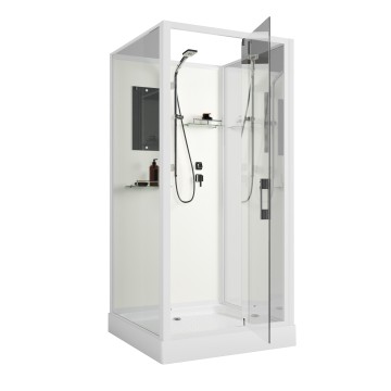 Душевая кабина Niagara Standart ST80/15Q/BK (80х80х200) квадрат,поддон 15см,распашная,проф.белый,без крыши,3 места