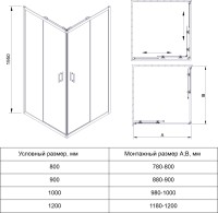 Душевой угол Veconi Rovigo RV-14, 1200x800x1950, черный, стекло прозрачное