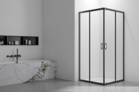 Душевой угол Veconi Rovigo RV-101B, 900x900x1900, черный, стекло прозрачное New