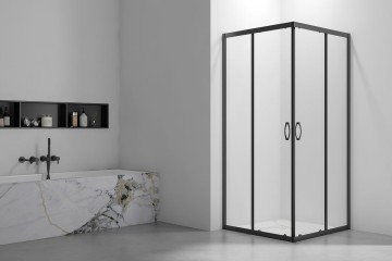 Душевой угол Veconi Rovigo RV-101B, 900x900x1900, черный, стекло прозрачное New