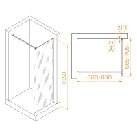 Душевая перегородка RGW WA-001 (Прозрачное, 700)