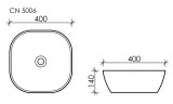 Умывальник чаша накладная квадратная Element 400x400x140мм