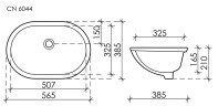 Умывальник овальный встраиваемый под столешницу Element 565x385x210мм, с крепежом и шаблоном для установки