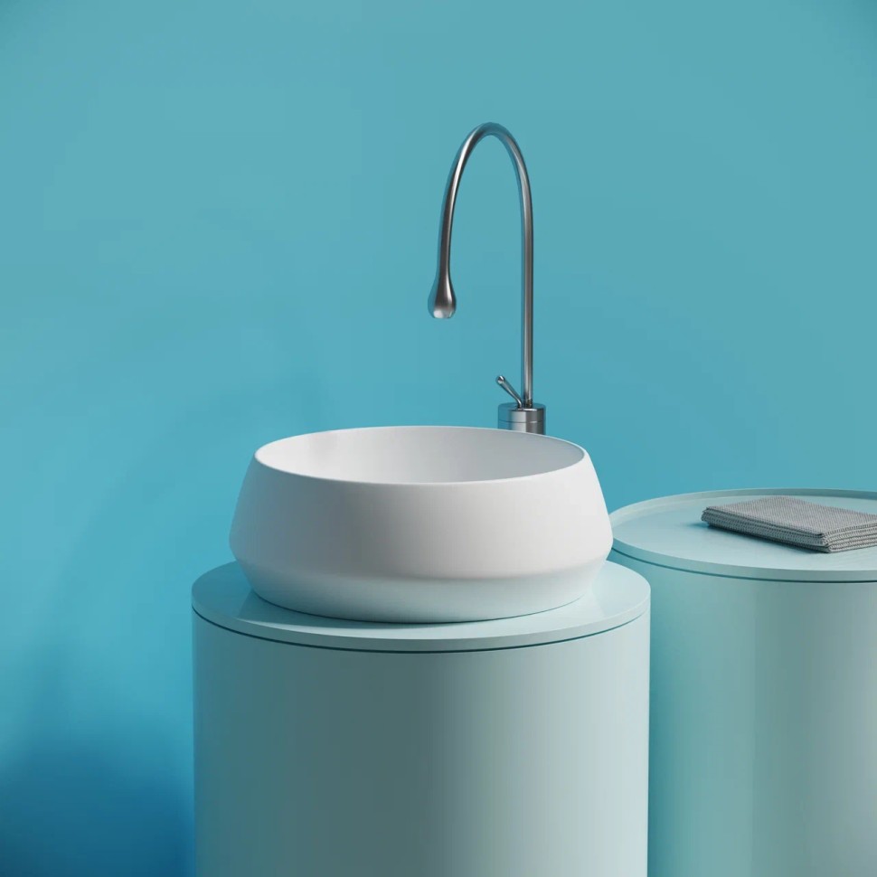 Раковина CERAMICANOVA Maya накладная круглая 400x400x140 белый матовый CN12004MW