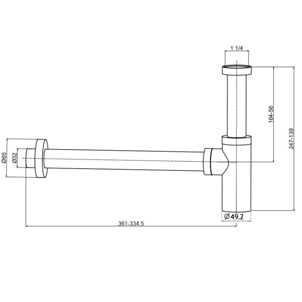 AQM7010CR Сифон для раковины латунный, Хром