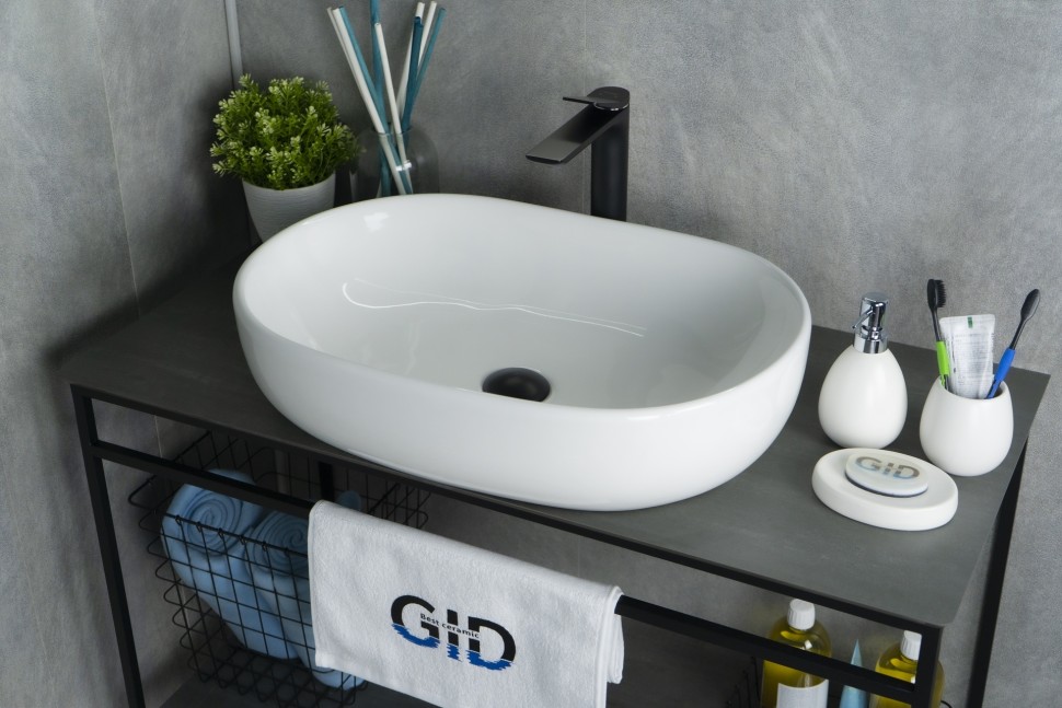 Раковина Gid N9026a 51112 накладная белая 60x40x15