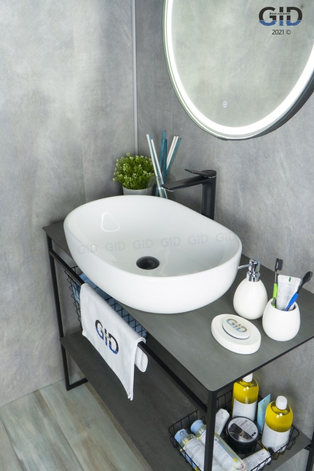 Раковина Gid N9026a 51112 накладная белая 60x40x15