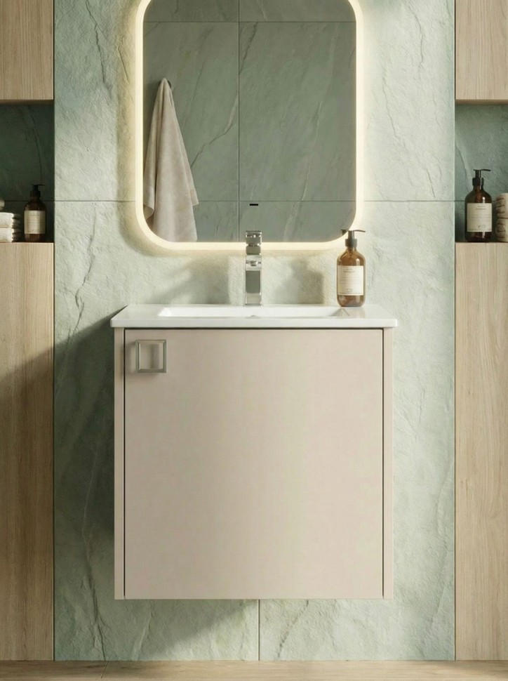 Тумба под раковину в ванную Uperwood Aurora 50 см, бежевый матовый