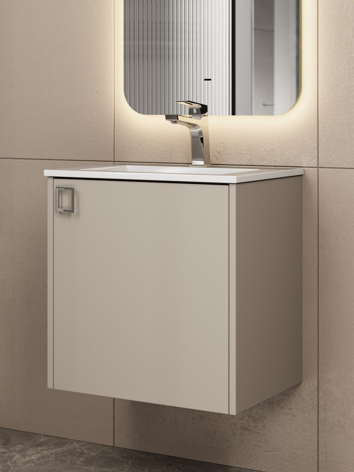 Тумба под раковину в ванную Uperwood Aurora 50 см, бежевый матовый