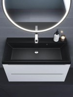 Раковина для ванной 100 см, Uperwood Classic Quartz, кварцевая, черная матовая, уголь