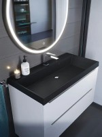 Раковина для ванной 100 см, Uperwood Classic Quartz, кварцевая, черная матовая, уголь