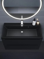 Раковина для ванной 100 см, Uperwood Classic Quartz, кварцевая, черная матовая, уголь