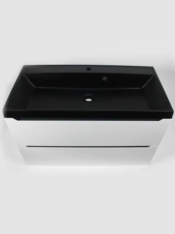 Раковина для ванной 100 см, Uperwood Classic Quartz, кварцевая, черная матовая, уголь