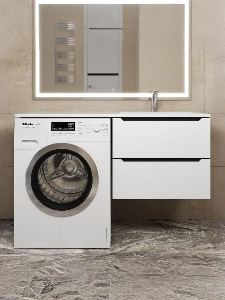 Тумба под стиральную машину подвесная Uperwood Tanos 60х47,5х50 см, белая/графит