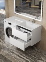 Тумба под стиральную машину подвесная Uperwood Tanos 60х47,5х50 см, белая/графит