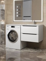 Тумба под стиральную машину подвесная Uperwood Tanos 60х47,5х50 см, белая/графит