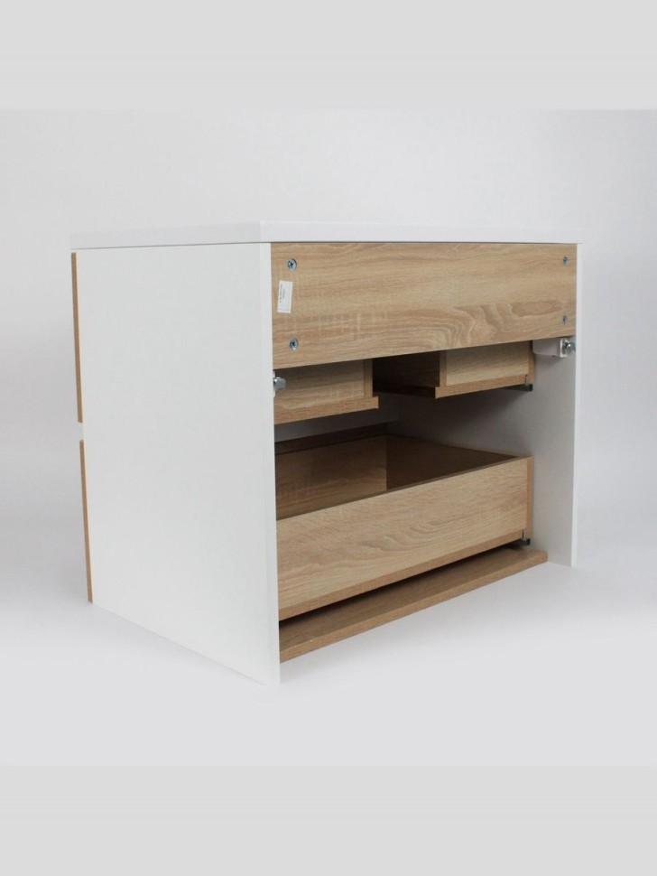 Тумба под раковину для ванной Uperwood Barsa 70 см, подвесная, белая/дуб сонома