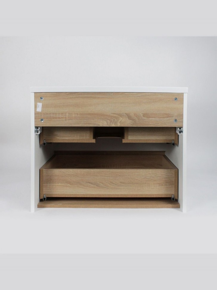 Тумба под раковину для ванной Uperwood Barsa 70 см, подвесная, белая/дуб сонома