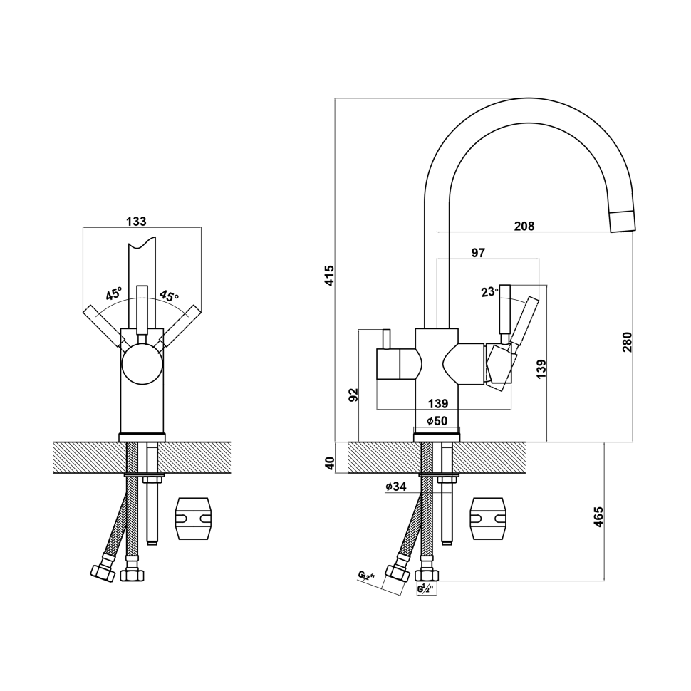 Смеситель для кухни Uperwood Quartz Premium UPD-01-01, с каналом для фильтрованной воды, белый