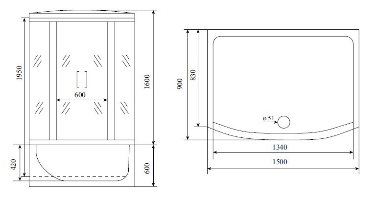 Timo Lux T-7750 NEW душевая кабина 150*88*220