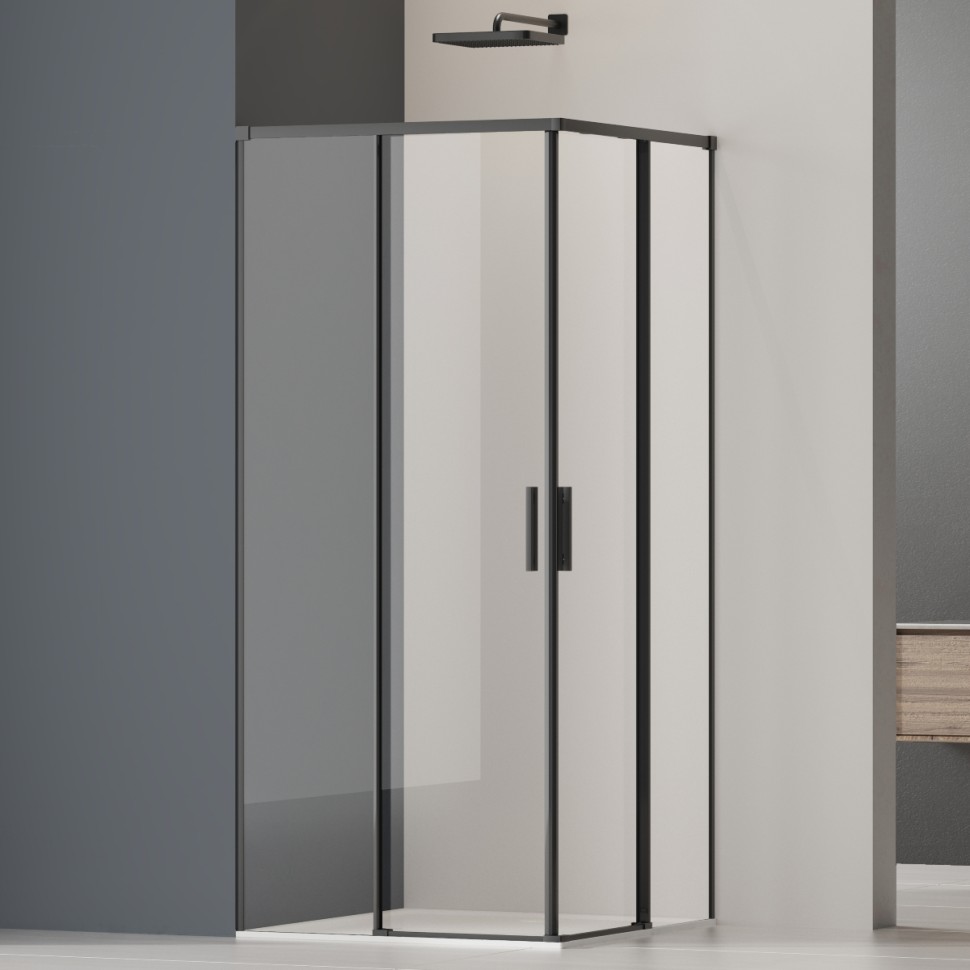 Душевой уголок Soft 2 VSS-3SO2800CLB, 800*800, черный, стекло прозрачное