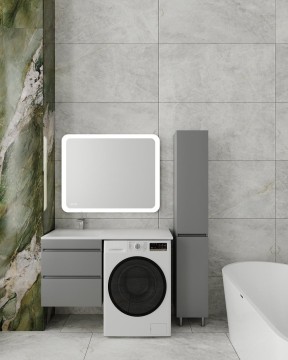 Тумба подвесная STYLE LINE "Даллас 115" Люкс Плюс серая с раковиной Даллас 1150*480 левый