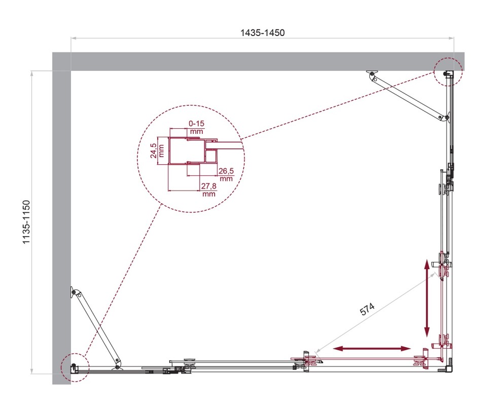 Душевой уголок BelBagno LUCE-AH-22-145/115-C-Cr