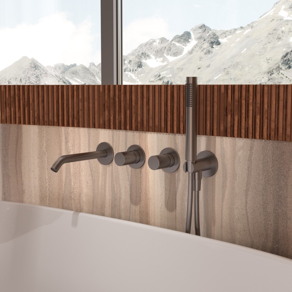 Смеситель для ванны Aura VBTW-6AU1GM, встраиваемый, вороненая сталь