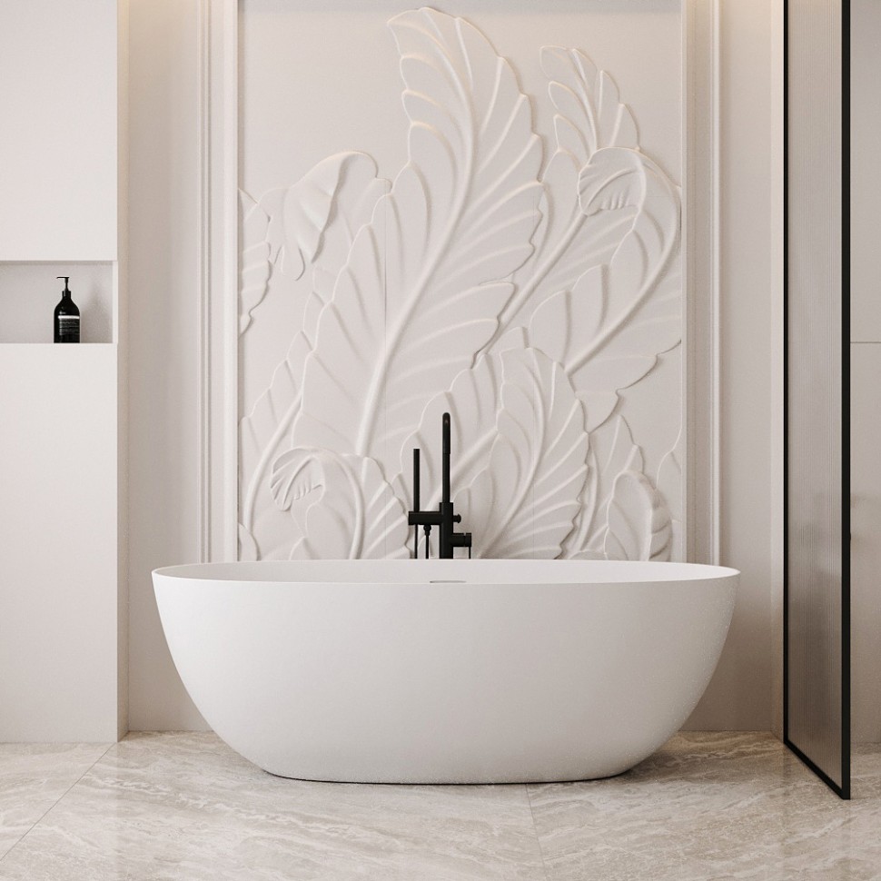 Ванна из искусственного камня ABBER Stein AS9624-1.6 белая матовая