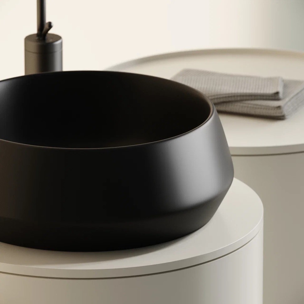 Раковина CERAMICANOVA Maya накладная круглая 400x400x140 черный матовый CN12004MB