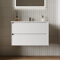 Тумба подвесная SANCOS Cento 790х450х500, c двумя ящиками оснащенными доводчиками, белый глянец, арт. CN80W