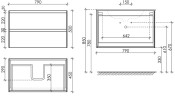 Тумба подвесная SANCOS Cento 790х450х500, c двумя ящиками оснащенными доводчиками, белый глянец, арт. CN80W