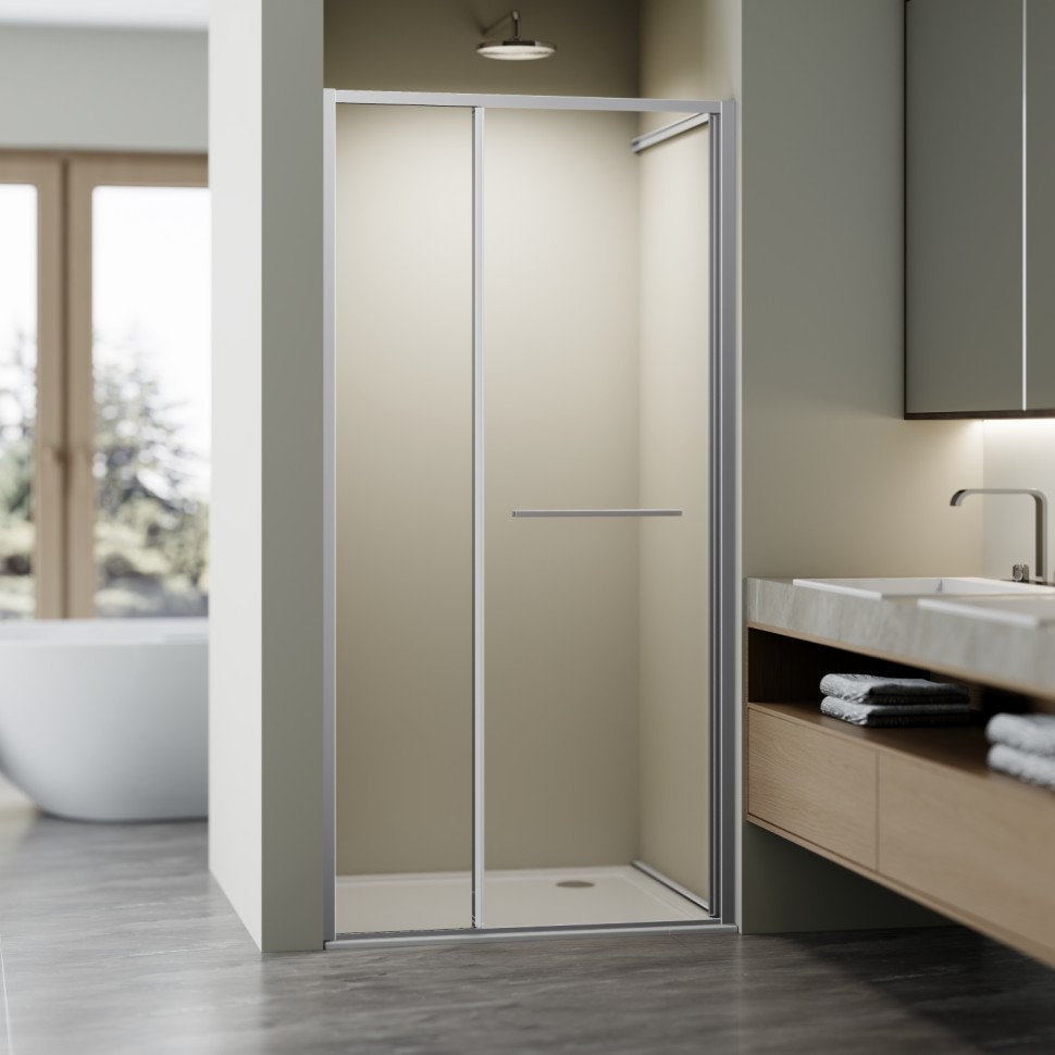 Душевая дверь Альфа (Alpha) VPSW-3AL900CL, 900, хром, стекло прозрачное