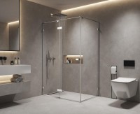 Боковая панель 800х2000 мм, стекло 8 мм, прозрачное, EasyClean, цвет профиля хром