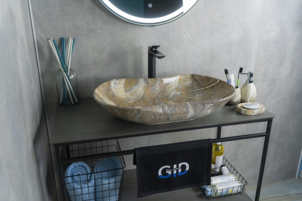 Раковина Gid Mnc503 54440 накладная под камень глянцевая 66.5x41x12