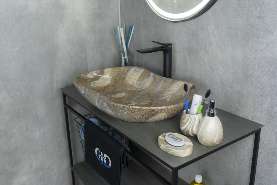 Раковина Gid Mnc503 54440 накладная под камень глянцевая 66.5x41x12