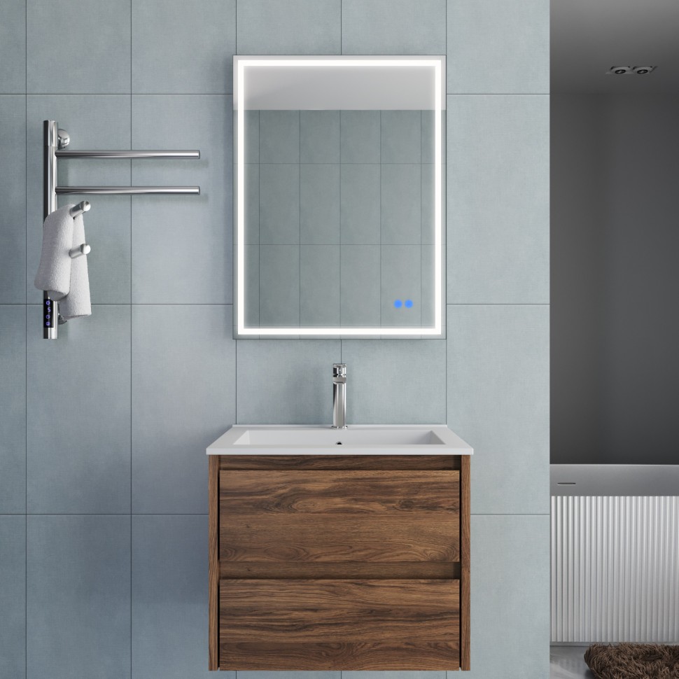 База под раковину Vincea  Gio 600 подвесная, 2 выкатных ящика soft-close, C.Oak
